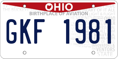 OH license plate GKF1981