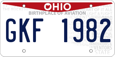 OH license plate GKF1982