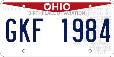 OH license plate GKF1984