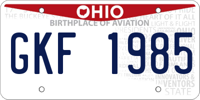 OH license plate GKF1985