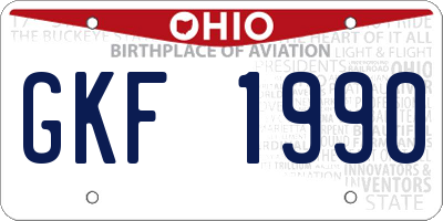 OH license plate GKF1990