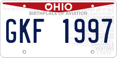 OH license plate GKF1997