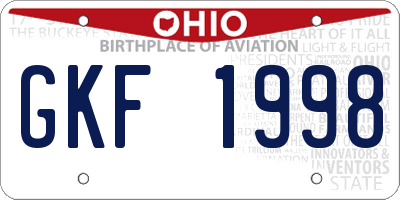 OH license plate GKF1998