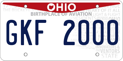 OH license plate GKF2000