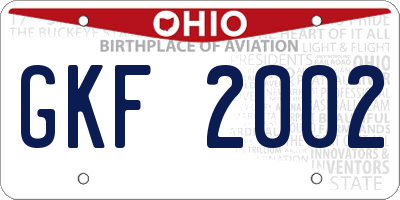 OH license plate GKF2002