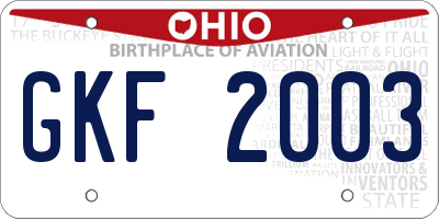 OH license plate GKF2003