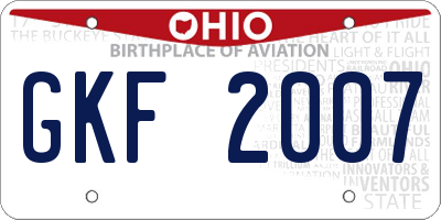 OH license plate GKF2007