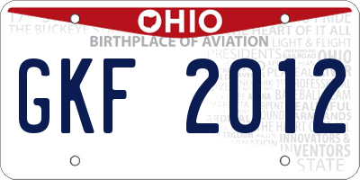 OH license plate GKF2012