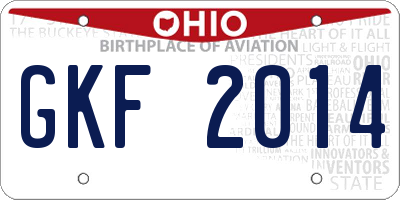 OH license plate GKF2014