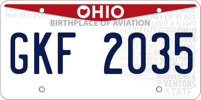 OH license plate GKF2035