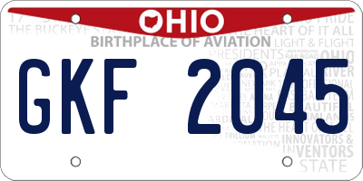 OH license plate GKF2045