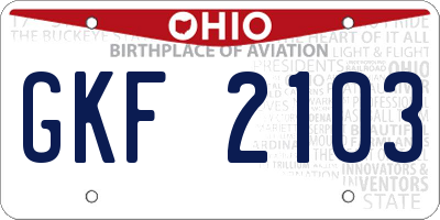 OH license plate GKF2103