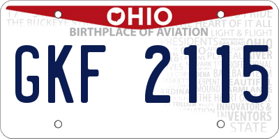OH license plate GKF2115