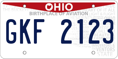 OH license plate GKF2123