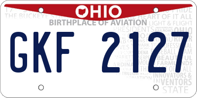 OH license plate GKF2127
