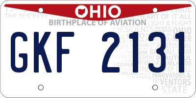 OH license plate GKF2131