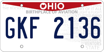 OH license plate GKF2136