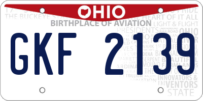 OH license plate GKF2139