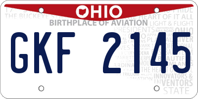 OH license plate GKF2145