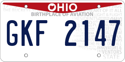 OH license plate GKF2147