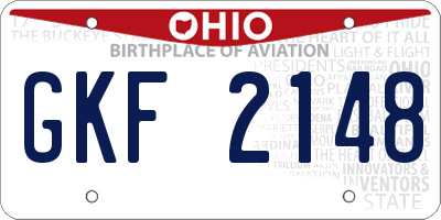 OH license plate GKF2148