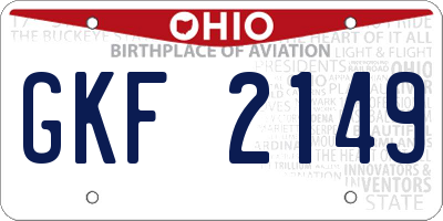 OH license plate GKF2149