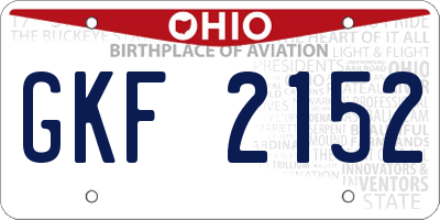 OH license plate GKF2152