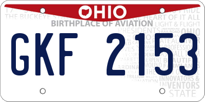 OH license plate GKF2153