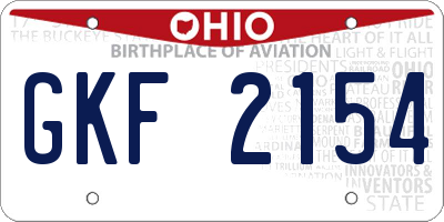 OH license plate GKF2154
