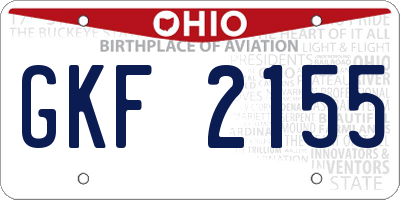 OH license plate GKF2155