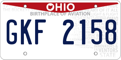 OH license plate GKF2158