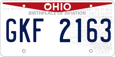 OH license plate GKF2163