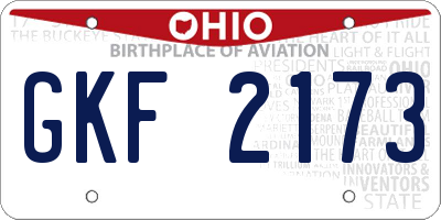 OH license plate GKF2173
