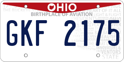 OH license plate GKF2175