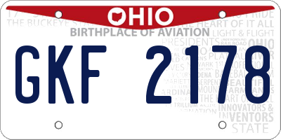 OH license plate GKF2178