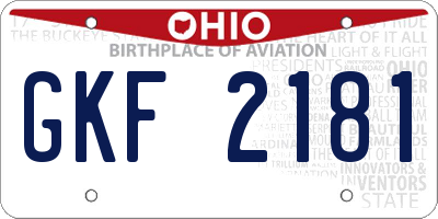 OH license plate GKF2181