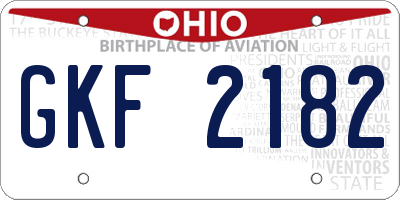 OH license plate GKF2182