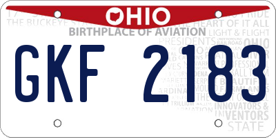 OH license plate GKF2183