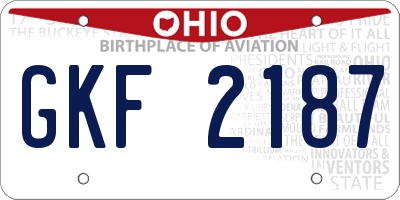 OH license plate GKF2187