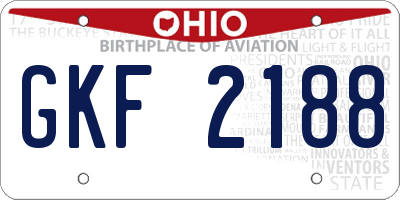 OH license plate GKF2188