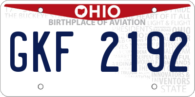 OH license plate GKF2192