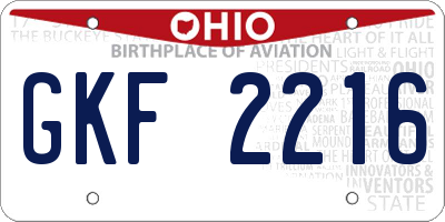 OH license plate GKF2216