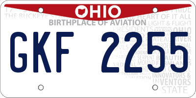 OH license plate GKF2255