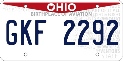 OH license plate GKF2292
