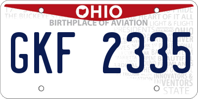 OH license plate GKF2335
