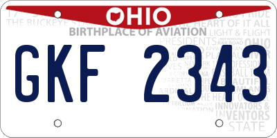 OH license plate GKF2343