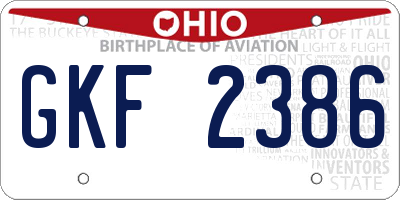 OH license plate GKF2386