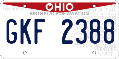 OH license plate GKF2388