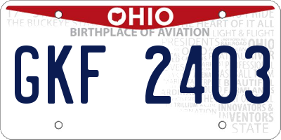 OH license plate GKF2403