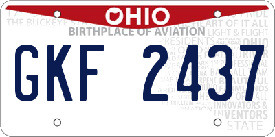 OH license plate GKF2437